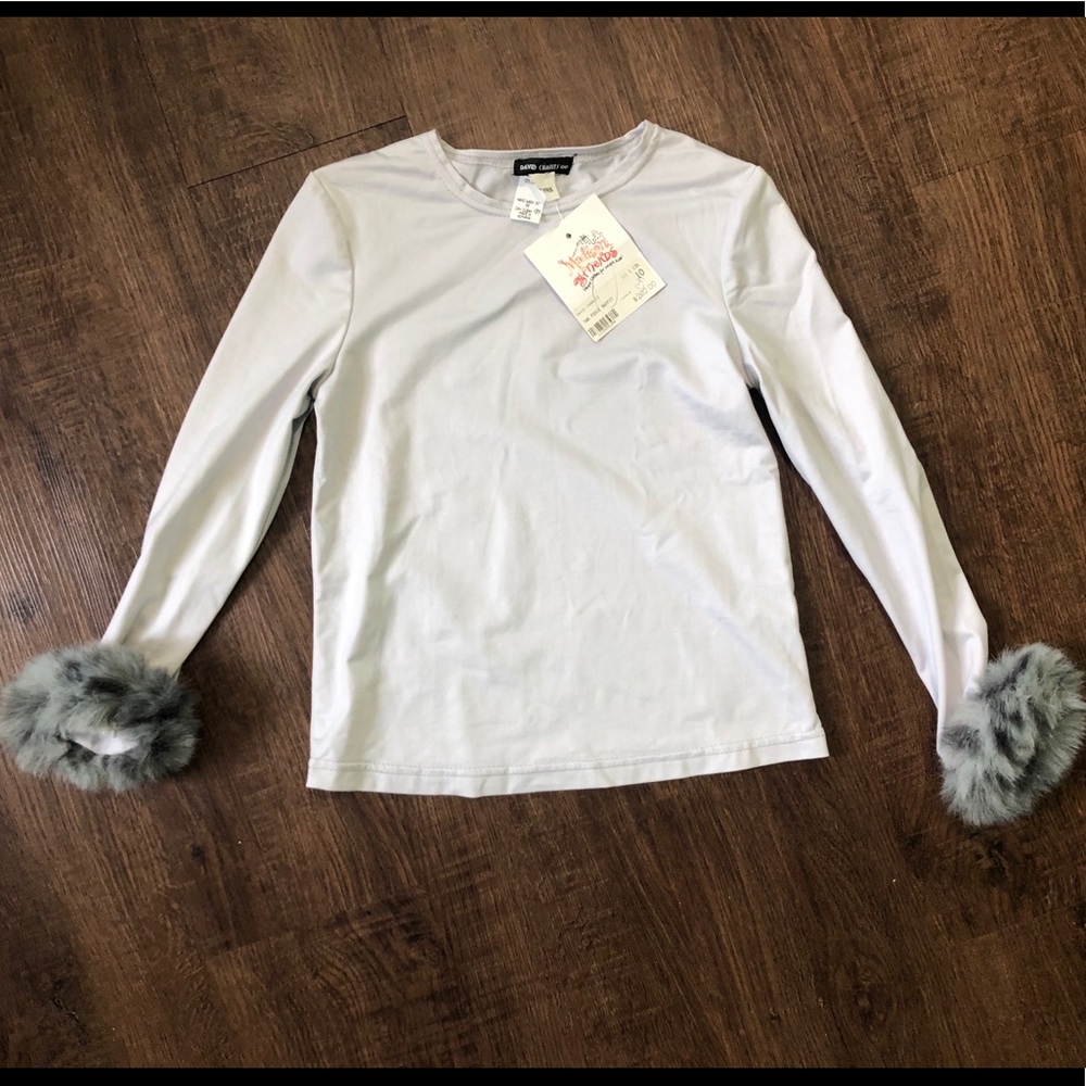 Madison & Friends Fur Cuff Long Sleeve Girls Shirt Size 10
